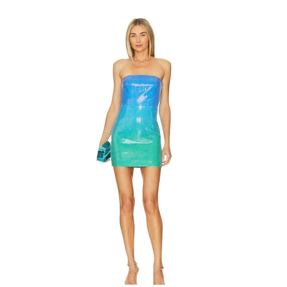 Revolve Malibu Strapless Dress in Ocean Runaway The Label sz medium